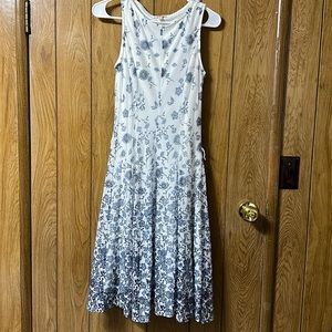 Size Small midi blue and white dress.